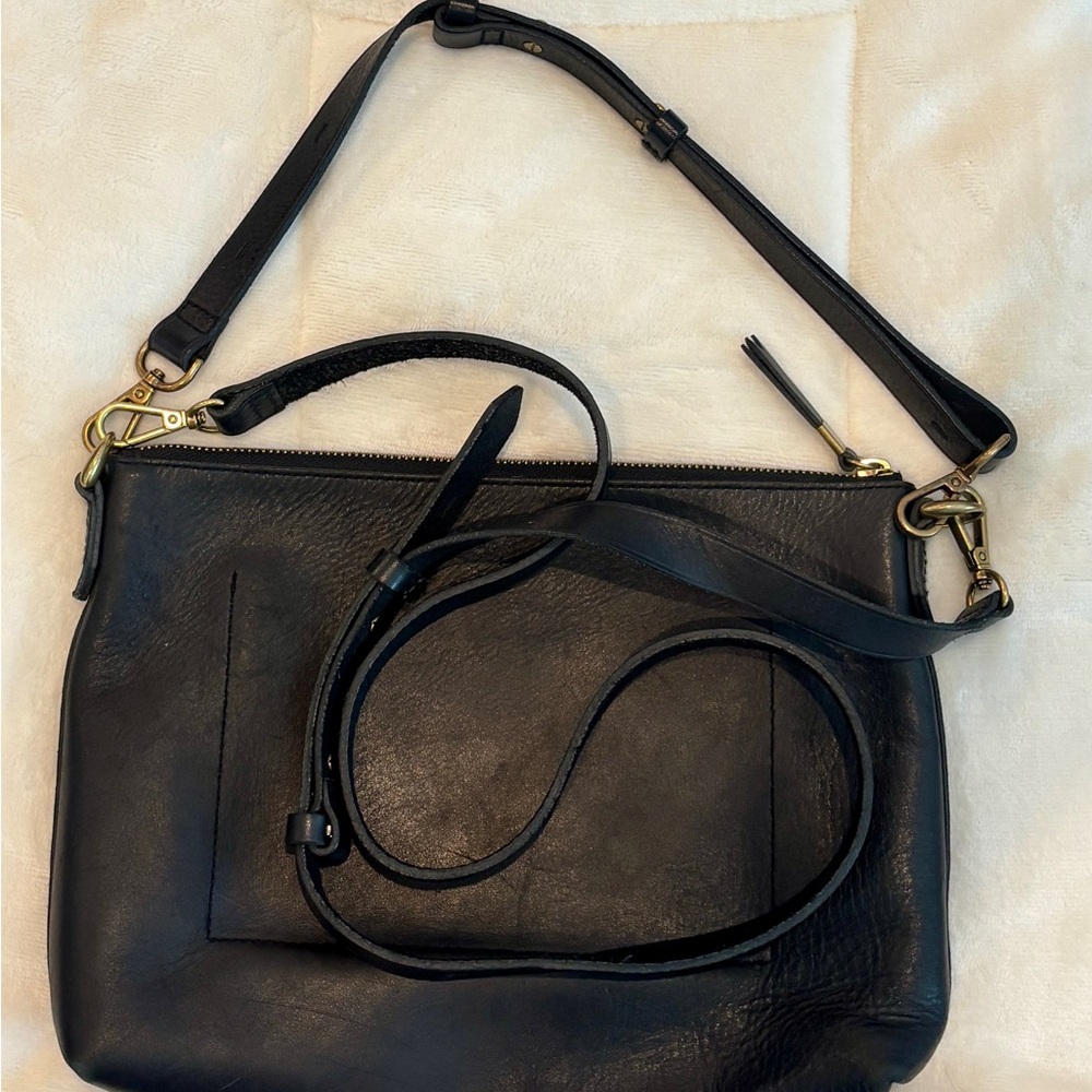 Madewell Black Leather Crossbody Bag with Gold Hardware - Picture 5 of 13